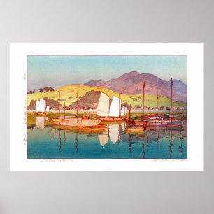 Affiche ukiyoe - Yoshida - 17 - En attendant la Marée -