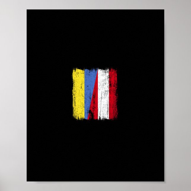 Affiche Ukraine Austria Half Flag Ukrainian Austrian Herit (Devant)