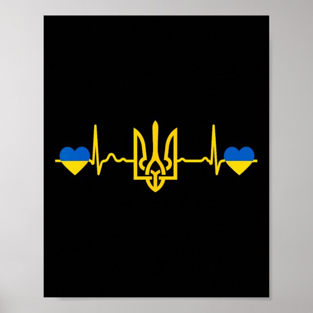 Affiche Ukraine Battement de coeur Drapeau ukrainien Tride (Devant)