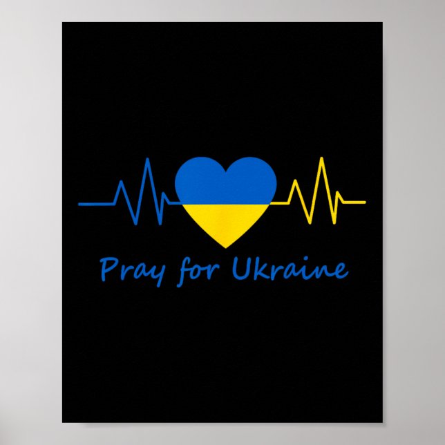 Affiche Ukraine Battement de coeur Priez pour le drapeau d (Devant)