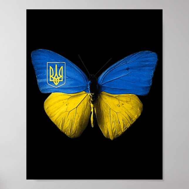 Affiche Ukraine Butterfly Ukraine Ukrainien Drapeau Amour  (Devant)