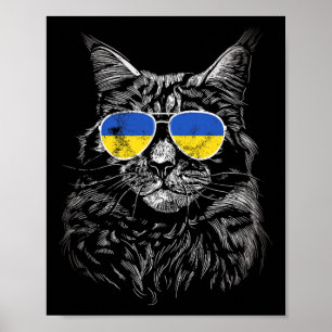 Affiche Ukraine Chat Slava Ukraine Lunettes de soleil Drap