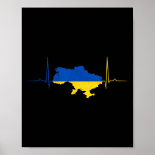 Affiche Ukraine Cœur Ukrainien Battement de coeur Vintage