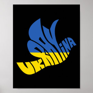 Affiche Ukraine Colombe de la Paix Word Art - Fierté Ukrai