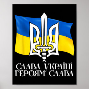 Affiche Ukraine drapeau et trident ukrainien 9