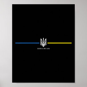 Affiche Ukraine Drapeau Ukrainien Zelensky Tryzub Militair