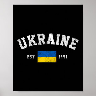 Affiche Ukraine Ét. 1991 Drapeau ukrainien Fête de l'indép
