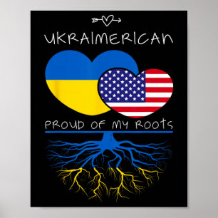 Affiche Ukraine États-Unis Fier des deux pays Ukraimerican