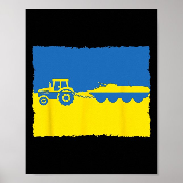 Affiche Ukraine Farmer Tractor Stealing A Russian Tank Fun (Devant)