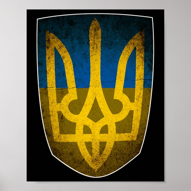 Affiche Ukraine Flag And Trident Ukrainian  (Devant)