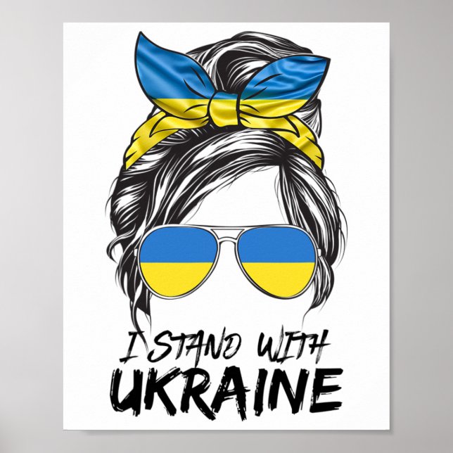Affiche Ukraine Girl Ukrainian Girl Flag Messy Bun Ukraine (Devant)