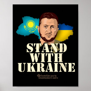 Affiche Ukraine Kazakhstan Volodymyr Zelensky Soutenez l'U