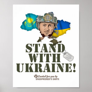 Affiche Ukraine Kazakhstan Zelenskyy Soutenez l'Ukraine 