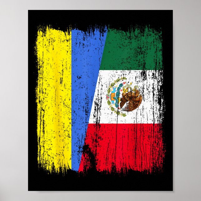 Affiche Ukraine Mexique Demi-Drapeau Ukrainien Héritage Me (Devant)