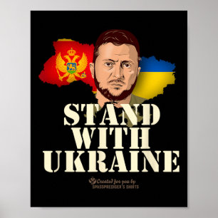 Affiche Ukraine Monténégro Volodymyr Zelensky Soutenez l'U