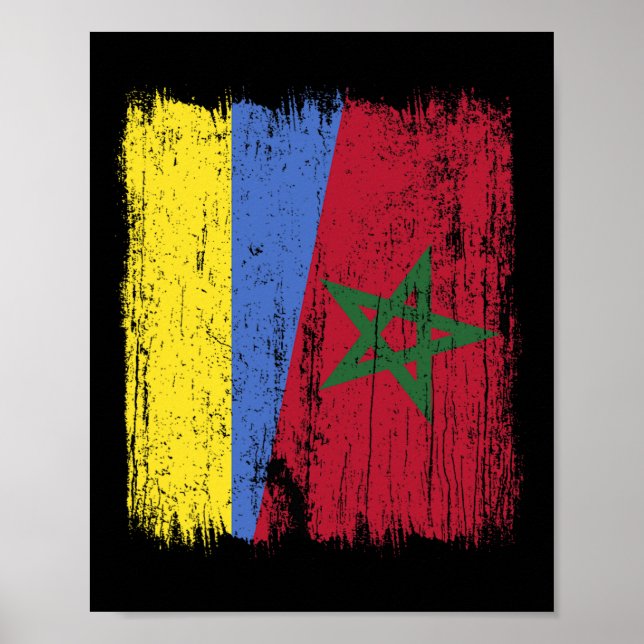 Affiche Ukraine Morocco Half Flag Ukrainian Moroccan Herit (Devant)