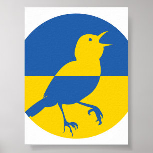 Affiche Ukraine Nightingale Ukraine drapeau animal nationa