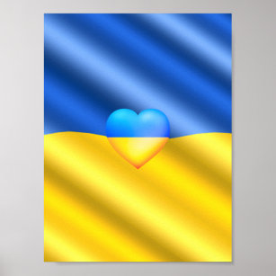 Affiche Ukraine - Paix - drapeau ukrainien - Liberté
