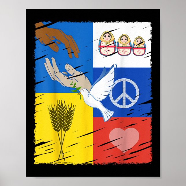 Affiche Ukraine Russie La colombe de la paix Amitié interc (Devant)
