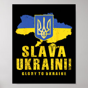 Affiche Ukraine Slava Ukraini Tryzub Gloire à l'Ukraine Dr