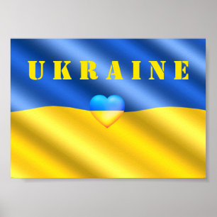 Affiche Ukraine - Soutien - Paix Liberté - Drapeau ukraini