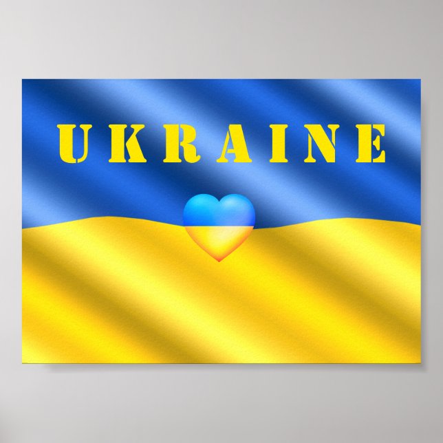 Affiche Ukraine - Soutien - Paix Liberté - Drapeau ukraini (Devant)