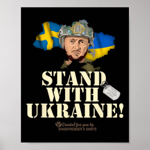 Affiche Ukraine Suède Drapeaux Dog Tag Zelenskyy Stand Wit