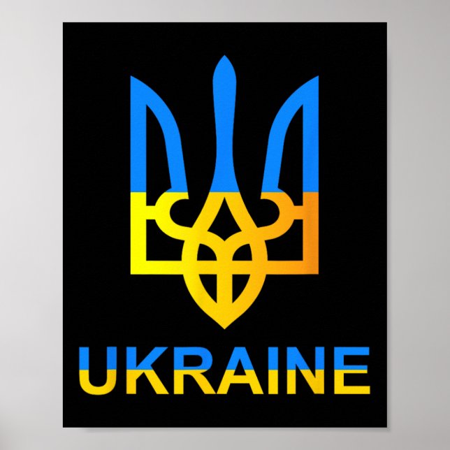 Affiche Ukraine Tryzub Trident Bold Modern Flag Style Grap (Devant)