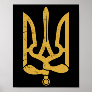 Affiche Ukraine Ukrainien Kiev Trysub Drapeau 10