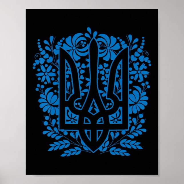 Affiche Ukraine Ukrainien Kiev Trysub Drapeau 14  (Devant)