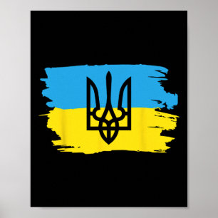 Affiche Ukraine Ukrainien Kiev Trysub Drapeau 17