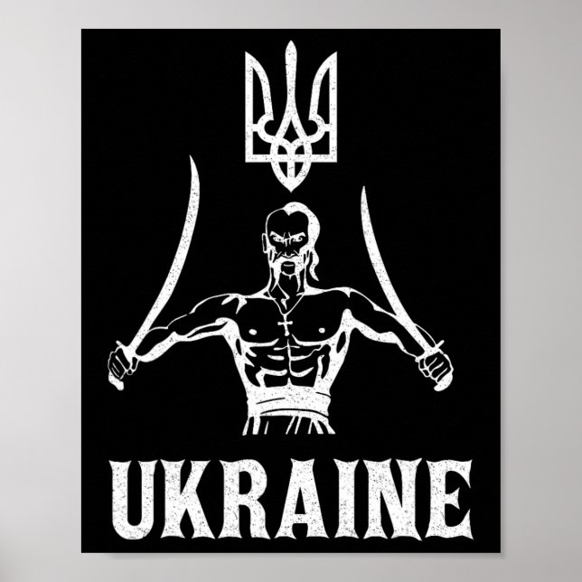 Affiche Ukraine Ukrainien Kiev Trysub Drapeau 8  (Devant)