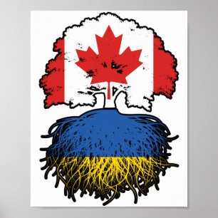 Affiche Ukraine Ukrainienne Canada drapeau des racines de 