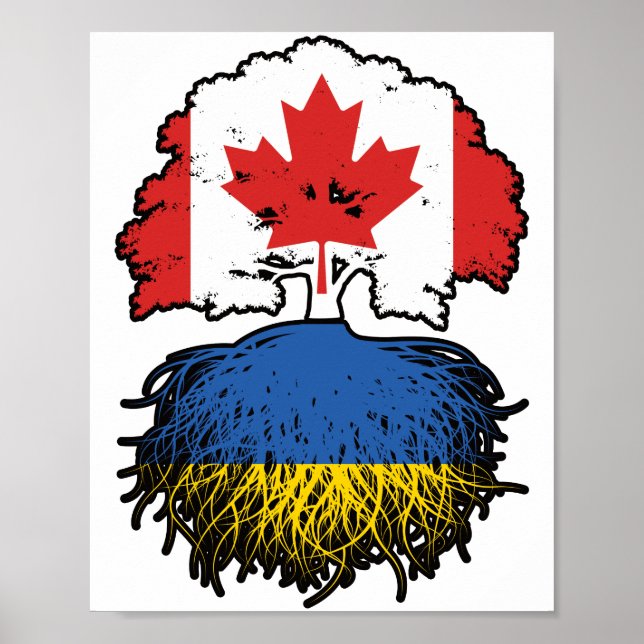 Affiche Ukraine Ukrainienne Canada drapeau des racines de  (Devant)