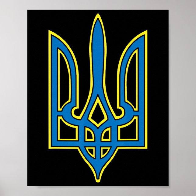 Affiche Ukraine Ukrainiens Ukrainien Kiev Trysub Drapeau 1 (Devant)
