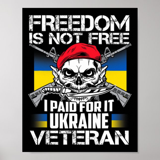 Affiche Ukraine Veteran Support Ukraine Map Flag Pride Blu (Devant)