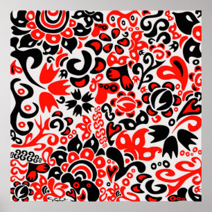 Affiche Ukrainian ethnic folk art floral pattern absrtact