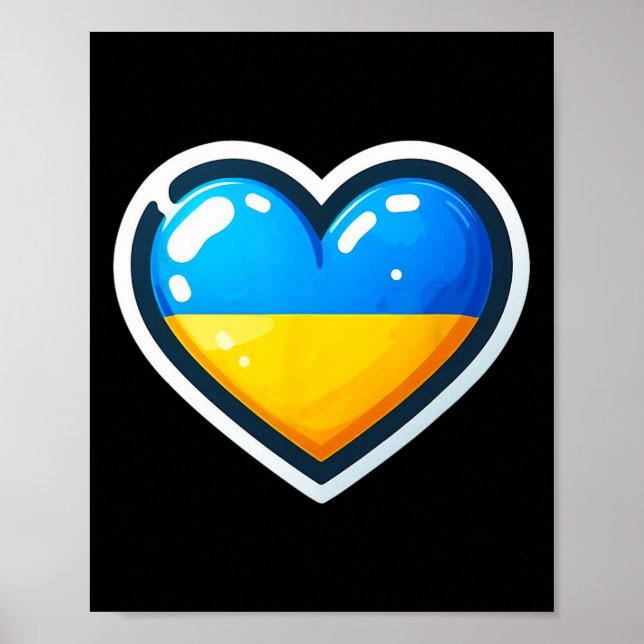 Affiche Ukrainien Bynner Fan Drapeau Ukraine Cœur Mignon  (Devant)