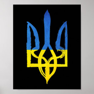 Affiche Ukrainien vintage trident la poche coeur support