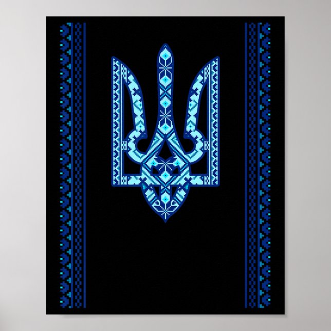 Affiche Ukrainien Vyshyvanka Tryzub Design National Ukrain (Devant)