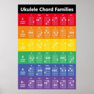 Affiche Ukulele Chord Families Rainbow/White Fun Référence