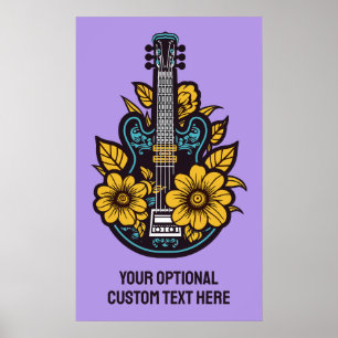 Affiche Ukulele de texte et de couleur personnalisée
