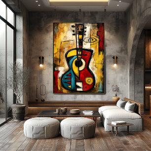 Affiche Ukulele expressionniste abstrait – Moderne symboli