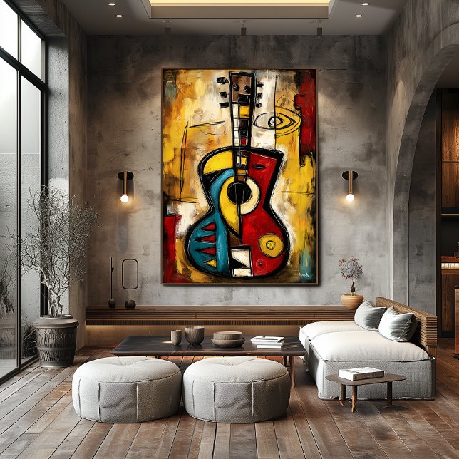 Affiche Ukulele expressionniste abstrait – Moderne symboli (Créateur téléchargé)