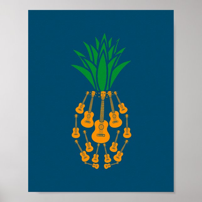 Affiche Ukulele Guitar Hawaii Musique Ananas Fruit Uke (Devant)