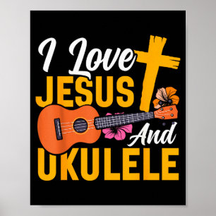 Affiche Ukulele Hawaïen Uke Jésus Foi Chrétien J'Aime