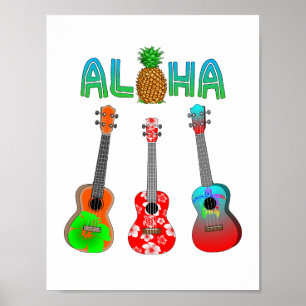 Affiche Ukulélé hawaïenne Aloha Hawaï