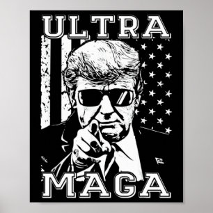 Affiche Ultra MAGA Fun Anti Biden US Flag Pro Trump Trend