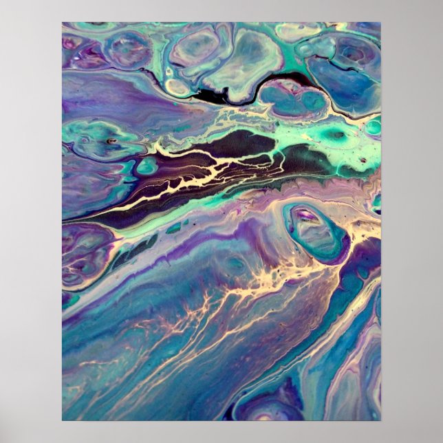 Affiche Ultra Violet  Fluid Marble Acrylique Art Abstrait (Devant)