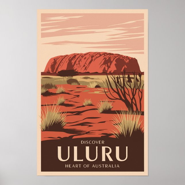 Affiche Uluru Australie Voyage Art Vintage (Devant)